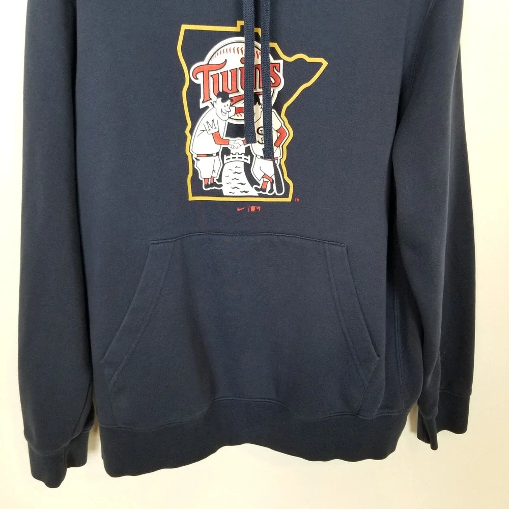 Nike MLB Men Minnesota Twins Hoodie Sweatshirt  Sz L Center Swoosh Navy‎ Fleece